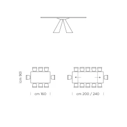 Viadurini Living Ausziehbare Esstische-Ausziehbarer Esstisch auf 300 cm aus HPL-Laminat, hergestellt in Italien – Dalmatiner