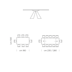Viadurini Living Ausziehbare Esstische-Ausziehbarer Esstisch auf 300 cm aus HPL-Laminat, hergestellt in Italien – Dalmatiner