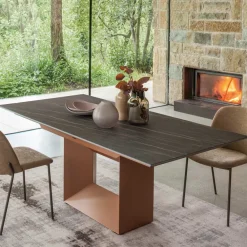 Viadurini Living Ausziehbare Esstische-Ausziehbarer Esstisch auf 298 cm aus Keramik und Metall, hergestellt in Italien – Sonnenblume