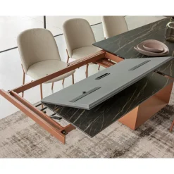 Viadurini Living Ausziehbare Esstische-Ausziehbarer Esstisch auf 298 cm aus Keramik und Metall, hergestellt in Italien – Sonnenblume