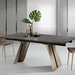 Viadurini Living Ausziehbare Esstische-Ausziehbarer Esstisch aus Metall und Glaskeramik Made in Italy - Circe