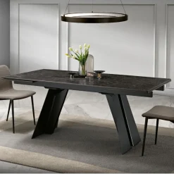 Viadurini Living Ausziehbare Esstische-Ausziehbarer Esstisch aus Metall und Glaskeramik Made in Italy - Circe