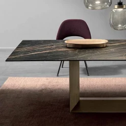 Viadurini Living Esstische Nach Mass|Ausziehbare Esstische-Ausziehbarer Esstisch aus Keramik und Metall Made in Italy - Dunkelbraun