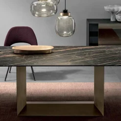 Viadurini Living Esstische Nach Mass|Ausziehbare Esstische-Ausziehbarer Esstisch aus Keramik und Metall Made in Italy - Dunkelbraun