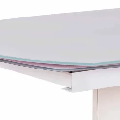 Viadurini Living Ausziehbare Esstische-Ausziehbarer Esstisch aus Glas und Kunstleder, L120 / 180xP90 cm - Lelia