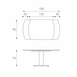 Viadurini Living Ausziehbare Esstische-Ausziehbarer Esstisch aus Glas und Kunstleder, L120 / 180xP90 cm - Lelia