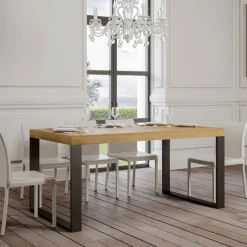 Viadurini Living Ausziehbare Esstische-Ausziehbarer Esstisch aus Melaminholz und Eisen, hergestellt in Italien – Badesi