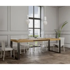 Viadurini Living Ausziehbare Esstische-Ausziehbarer Esstisch aus Melaminholz und Eisen, hergestellt in Italien – Badesi