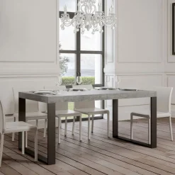 Viadurini Living Ausziehbare Esstische-Ausziehbarer Esstisch aus Melaminholz und Eisen, hergestellt in Italien – Badesi