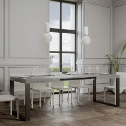 Viadurini Living Ausziehbare Esstische-Ausziehbarer Esstisch aus Melaminholz und Eisen, hergestellt in Italien – Badesi