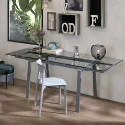 Viadurini Living Ausziehbare Esstische-Ausziehbarer Esstisch aus Glas, L 140 / 200x P 80 cm - Nardo