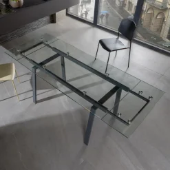 Viadurini Living Ausziehbare Esstische-Ausziehbarer Esstisch aus Glas, L 140 / 200x P 80 cm - Nardo