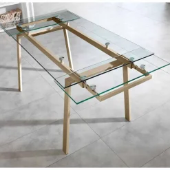 Viadurini Living Ausziehbare Esstische-Ausziehbarer Esstisch aus Glas, L 140 / 200x P 80 cm - Nardo