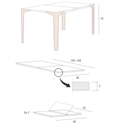 Viadurini Living Ausziehbare Esstische-Ausziehbarer Esstisch Bis zu 222 cm in Fenix Made in Italy - Vulcano