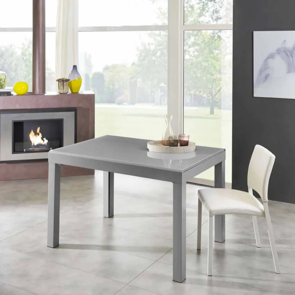 Viadurini Living Ausziehbare Esstische-Ausziehbarer Esstisch Bis zu 350 cm in Glas, Melamin und Metall - Meryl