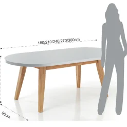 Viadurini Living Esstisch Oval|Ausziehbare Esstische-Ausziehbarer Esstisch bis 300 cm aus Mdf und Massivholz - Fedora