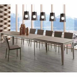 Viadurini Ausziehbare Esstische-Ausziehbarer Esstisch bis 380 cm aus Glaskeramik und Metall Cagliari