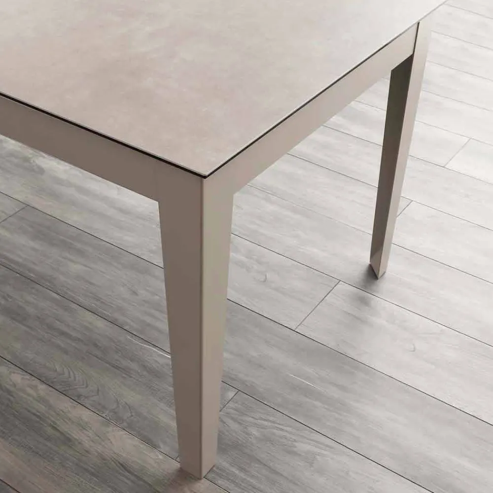 Viadurini Ausziehbare Esstische-Ausziehbarer Esstisch bis 380 cm aus Glaskeramik und Metall Cagliari