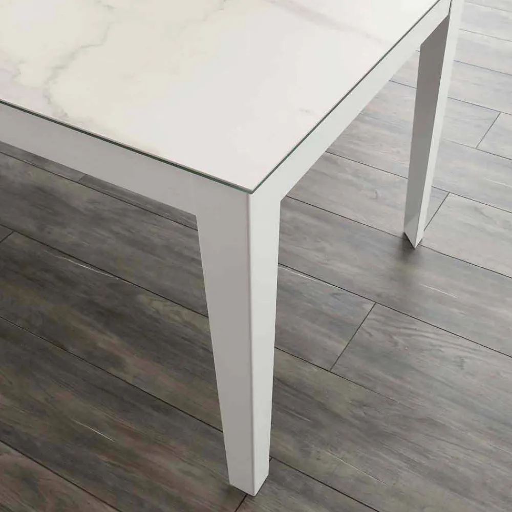 Viadurini Ausziehbare Esstische-Ausziehbarer Esstisch bis 380 cm aus Glaskeramik und Metall Cagliari