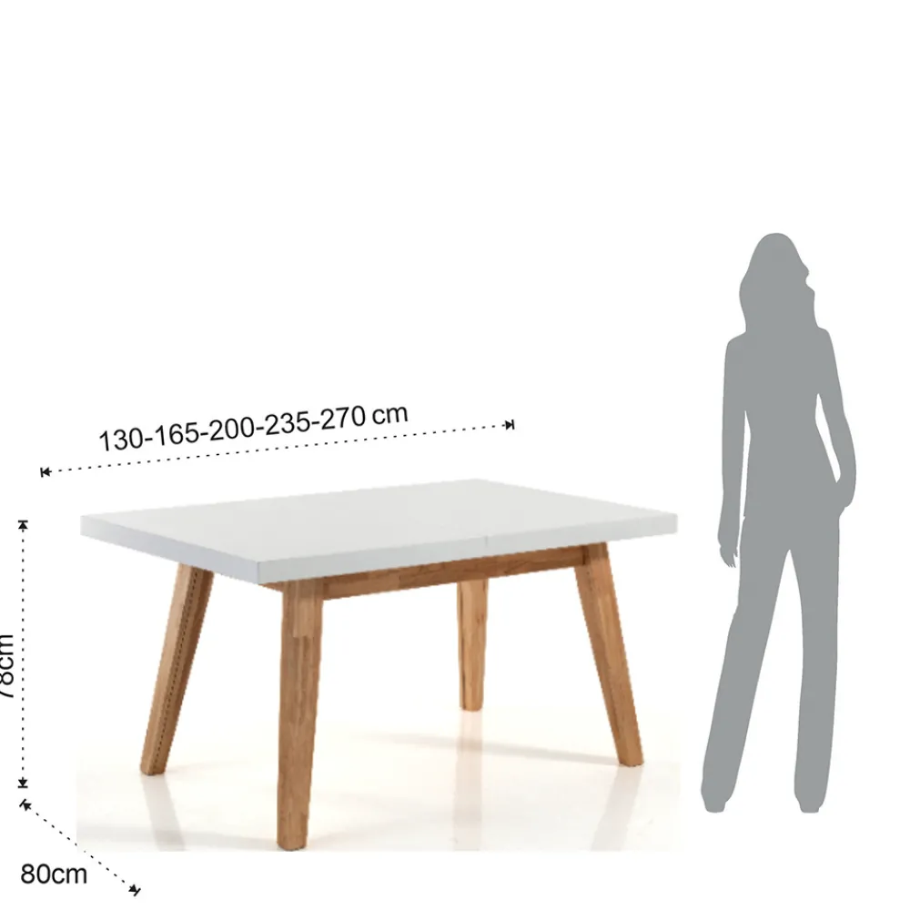 Viadurini Living Ausziehbare Esstische-Ausziehbarer Esstisch Bis zu 270 cm aus weiß lackiertem Mdf - Fedora