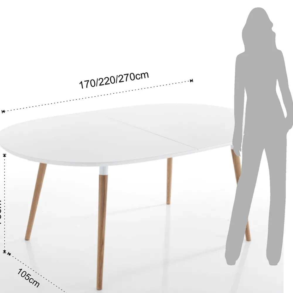 Viadurini Living Esstisch Oval|Ausziehbare Esstische-Ausziehbarer Esstisch bis 270 cm in Mdf und Massivholz - Maurizio