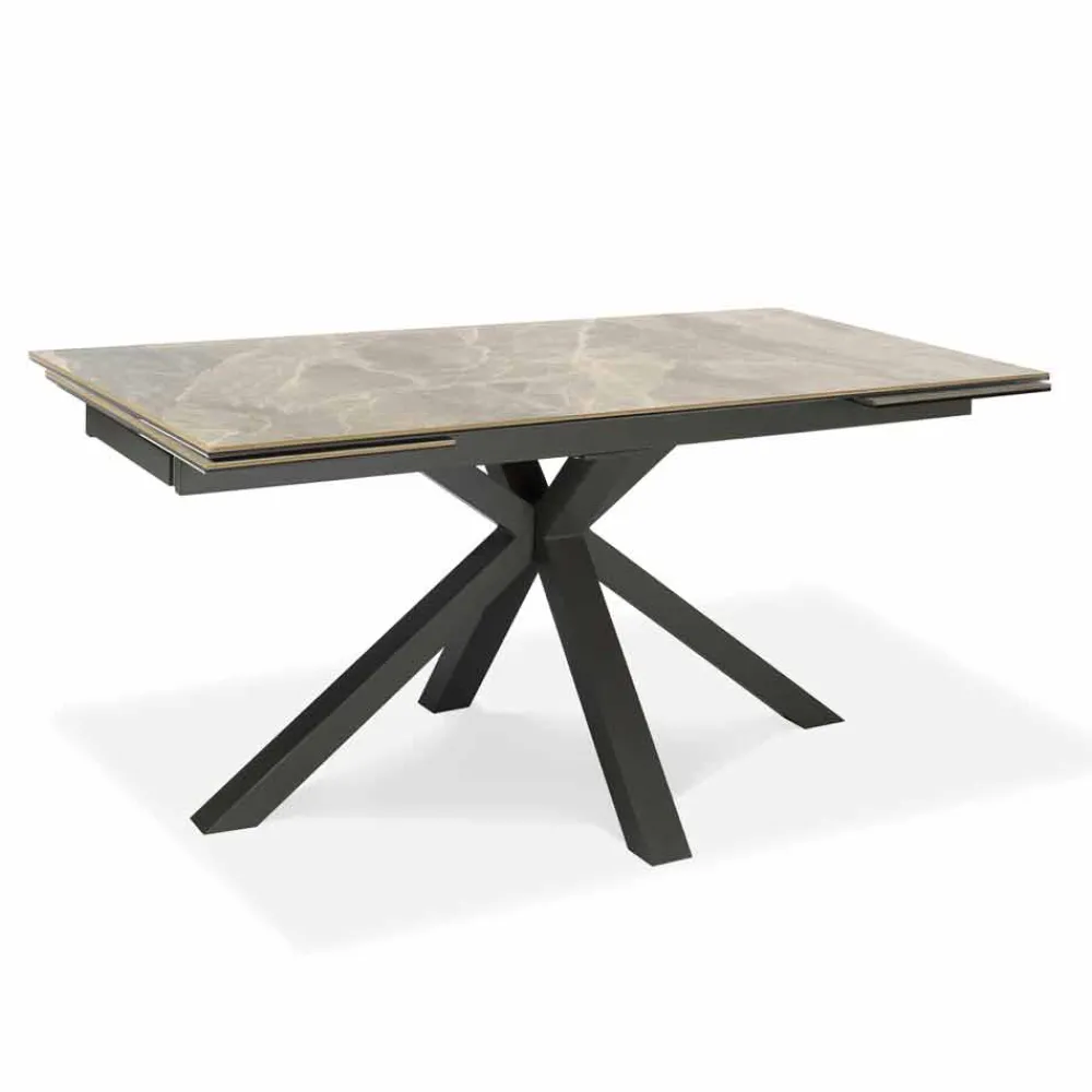 Viadurini Living Ausziehbare Esstische-Ausziehbarer Esstisch Bis zu 240 cm in Metall und Keramik - Laryssa