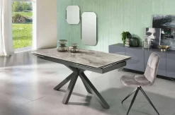 Viadurini Living Ausziehbare Esstische-Ausziehbarer Esstisch Bis zu 240 cm in Metall und Keramik - Laryssa