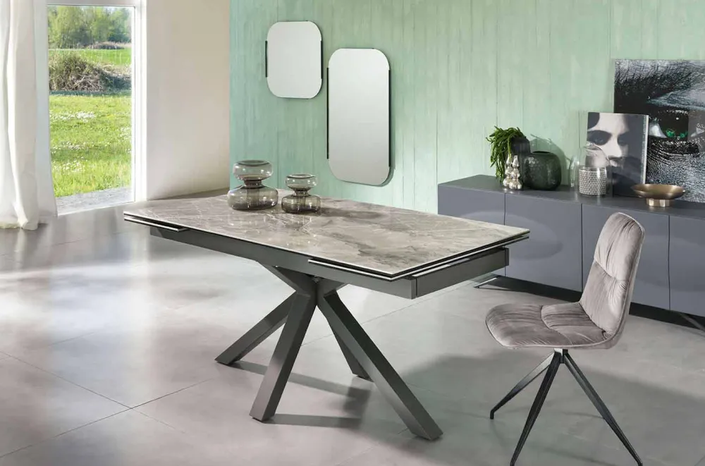 Viadurini Living Ausziehbare Esstische-Ausziehbarer Esstisch Bis zu 240 cm in Metall und Keramik - Laryssa