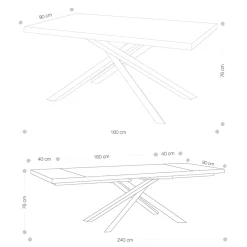 Viadurini Living Ausziehbare Esstische-Ausziehbarer Esstisch bis 240 cm aus Eichenholz Made in Italy - Persico