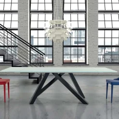 Viadurini Living Ausziehbare Esstische-Ausziehbarer Esstisch bis 278 cm aus Glas, hergestellt in Italien – Settimmio