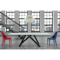 Viadurini Living Ausziehbare Esstische-Ausziehbarer Esstisch bis 278 cm aus Glas, hergestellt in Italien – Settimmio