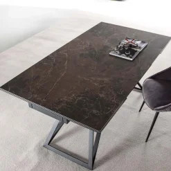 Viadurini Living Ausziehbare Esstische-Ausziehbarer Esstisch Bis zu 240 cm aus Keramikglas und Stahl - Bortolo