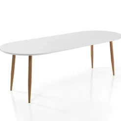 Viadurini Living Ausziehbare Esstische|Esstisch Oval-Ausziehbarer Esstisch Bis 220 cm in Mattweiß Mdf - Toledo