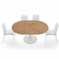 Viadurini Living Runde Tische|Ausziehbare Esstische-Ausziehbarer Esstisch bis 170 cm aus Holz, hergestellt in Italien – Dollars