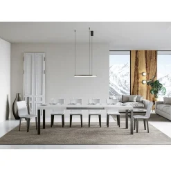 Viadurini Living Ausziehbare Esstische-Ausziehbarer Esstisch bis 440 cm aus Holz und Eisen, hergestellt in Italien – Foxy