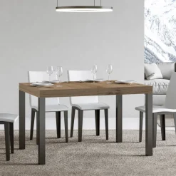 Viadurini Living Ausziehbare Esstische-Ausziehbarer Esstisch bis 440 cm aus Holz und Eisen, hergestellt in Italien – Foxy