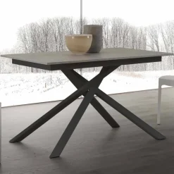 Viadurini Ausziehbare Esstische-Ausziehbarer Esstisch bis 190 cm aus Holz mit einer Kreuzstruktur Lecce