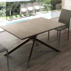 Viadurini Ausziehbare Esstische-Ausziehbarer Esstisch bis 190 cm aus Holz mit einer Kreuzstruktur Lecce