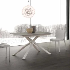 Viadurini Ausziehbare Esstische-Ausziehbarer Esstisch bis 190 cm aus Holz mit einer Kreuzstruktur Lecce