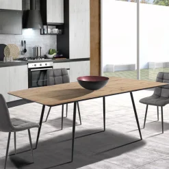 Viadurini Living Ausziehbare Esstische-Ausziehbarer Esstisch Bis zu 160 cm aus Mdf und schwarzem Metall - Crumiro