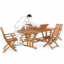 Viadurini in the Garden Gartentische Aus Teakholz-Ausziehbarer Esstisch im Freien Bis zu 240 cm in Holz - Kaley