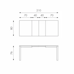 Viadurini Living Ausziehbare Esstische-Ausziehbarer Esstisch mit Buchenholzgestell, L 130 / 210x P80 cm Denisio