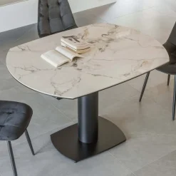 Viadurini Living Ausziehbare Esstische-Ausziehbarer Esstisch mit Keramik- und Metallgestell – Indira