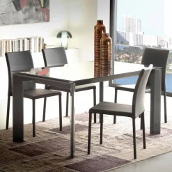 Viadurini Living Ausziehbare Esstische-Ausziehbarer Esstisch mit gehärteter Glastischplatte - Faleria