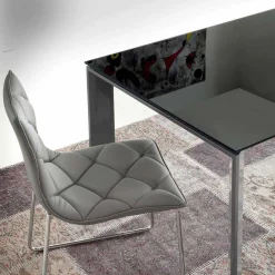 Viadurini Living Ausziehbare Esstische-Ausziehbarer Esstisch mit gehärteter Glastischplatte - Faleria