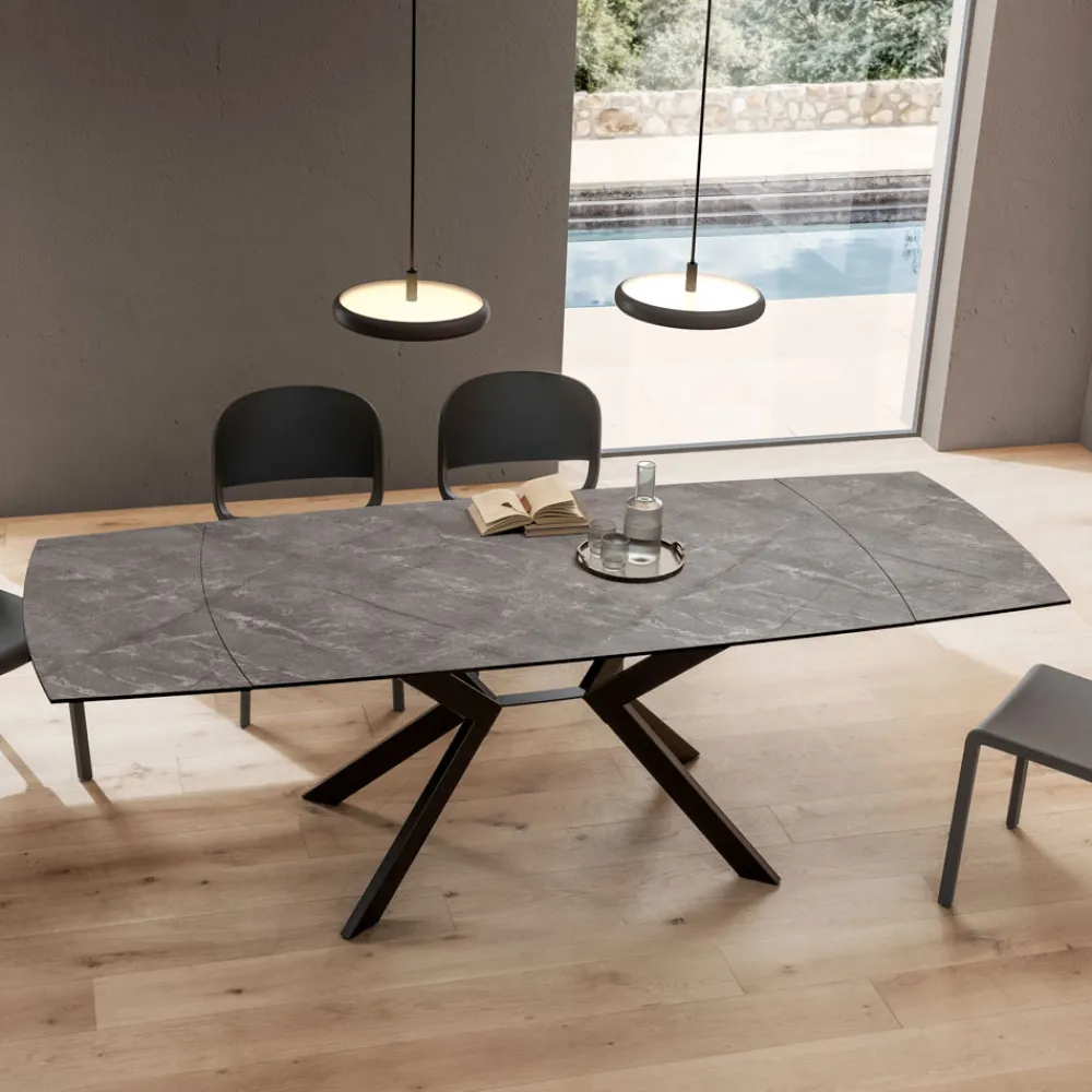 Viadurini Living Ausziehbare Esstische-Ausziehbarer Fasstisch auf 240 oder 280 cm aus HPL und Metall - Geschenk