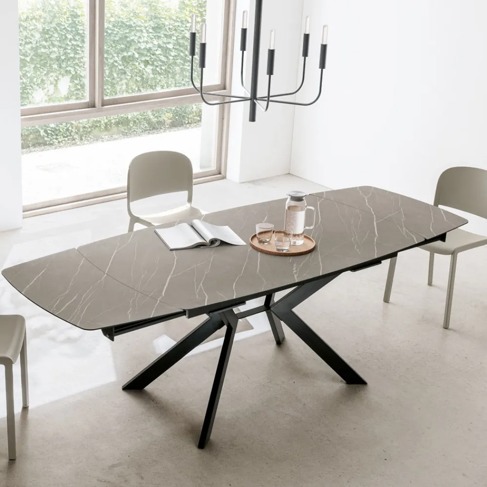 Viadurini Living Ausziehbare Esstische-Ausziehbarer Fasstisch auf 240 oder 280 cm aus HPL und Metall - Geschenk