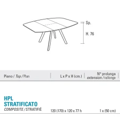 Viadurini Living Ausziehbare Esstische-Ausziehbarer Fasstisch bis 170 cm aus geschichtetem HPL - Convivio