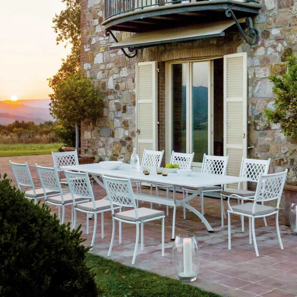 Viadurini in the Garden Ausziehbare Gartentische-Ausziehbarer Gartentisch bis 320 cm aus verzinktem Stahl Made in Italy - Pearl