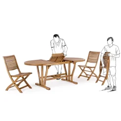 Viadurini in the Garden Gartentische Aus Teakholz-Ausziehbarer Gartentisch Bis zu 200 cm Oval in Holz - Roxen